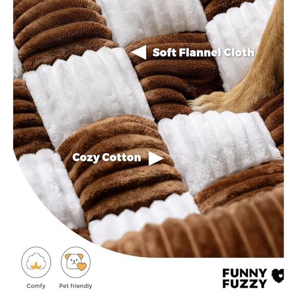 FUNNY FUZZY Pet Couch Cover Bed Medium Brown 33.5”x30.5” Non-Slip Plush - Picture 3 of 7